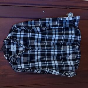 Zach's Girlfriend New York Black & White Plaid Button Down Shirt Size Medium